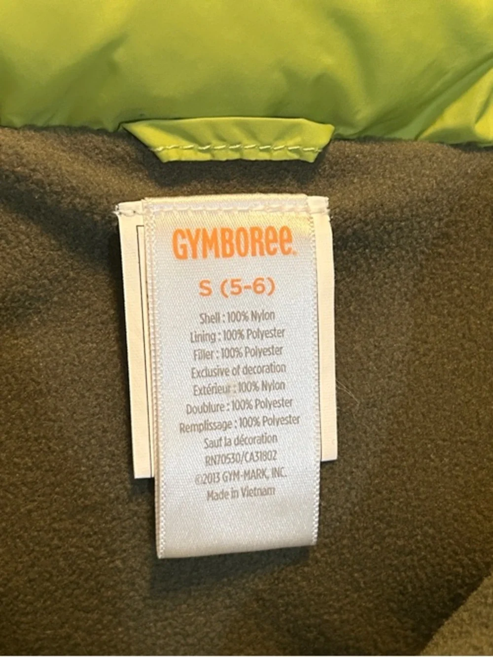 Gymboree Boy Girl Kids Puffer Vest - Lime Green Size S (5-6)